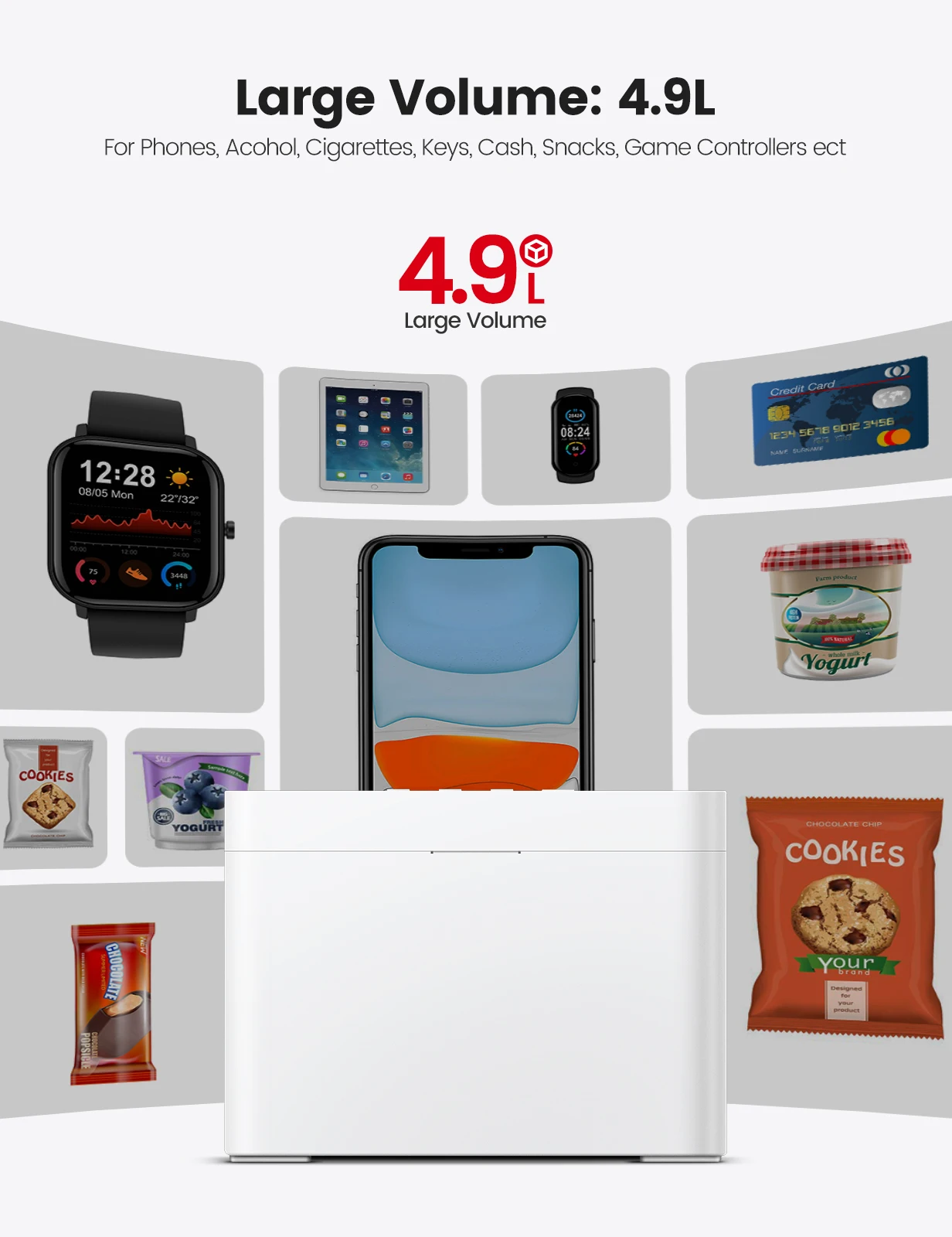 Vaydeer-Metal Bloqueio Cronometrado Para Iphone, Dispositivo De Jogo, iPad, Tablet, Bloqueio Do Telefone Auto-Controle, Bloqueio De Criança, Display LED