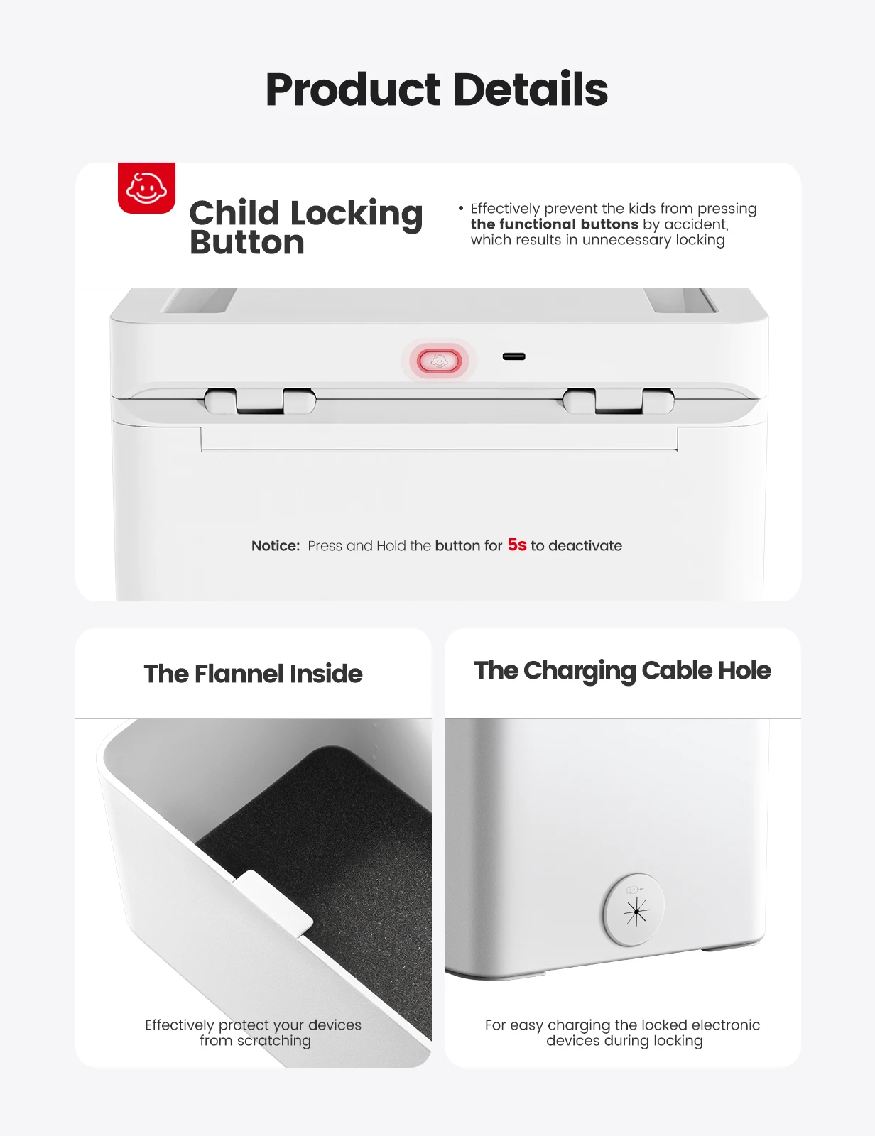 Vaydeer-Metal Bloqueio Cronometrado Para Iphone, Dispositivo De Jogo, iPad, Tablet, Bloqueio Do Telefone Auto-Controle, Bloqueio De Criança, Display LED