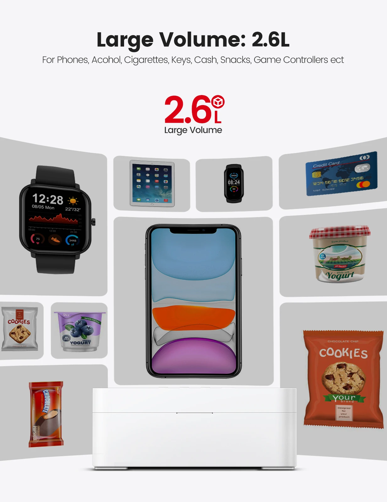 Vaydeer-Metal Bloqueio Cronometrado Para Iphone, Dispositivo De Jogo, iPad, Tablet, Bloqueio Do Telefone Auto-Controle, Bloqueio De Criança, Display LED