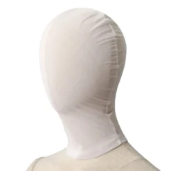 Máscara balaclava hood branca de tecido ultra fino sem aberturas no manequim