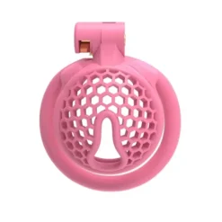 Cinto de castidade colmeia rosa com anel reto visto de frente