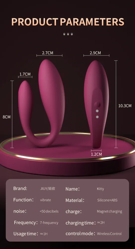 Medidas do vibrador de casal: haste maior 10,3 cm e haste menor 8 cm