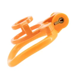 Gaiola de castidade flat laranja vista de lado
