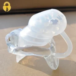 Gaiola de castidade de silicone macio com furos de ventilação na ponta