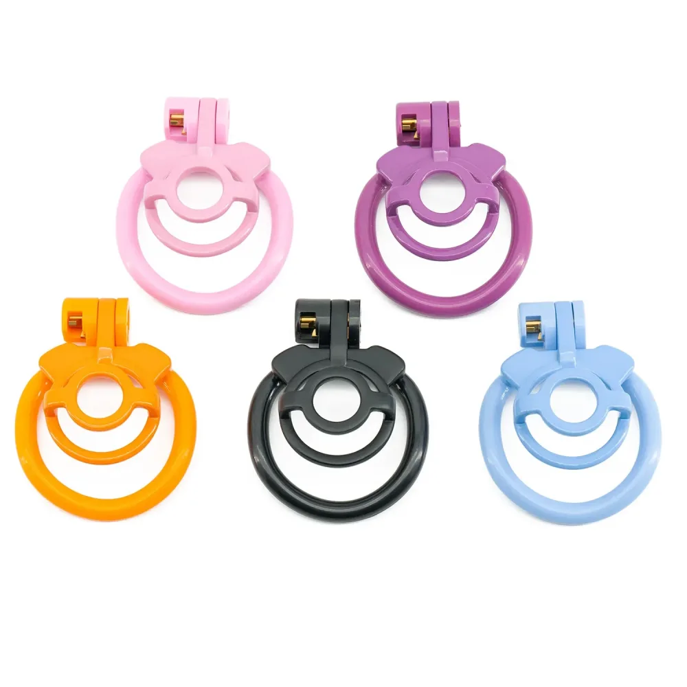 Gaiolas de castidade flat rosa, roxa, laranja, preta e azul
