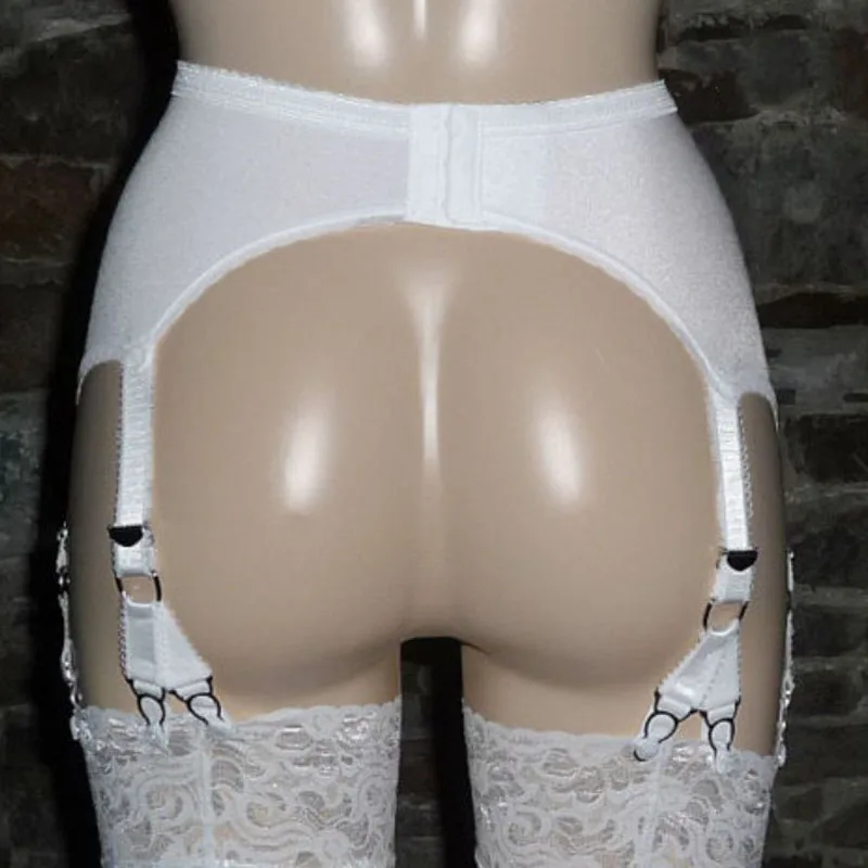 Cinto suspenso de renda de cintura alta feminino, meias sexy, conjunto de lingerie retrô, cinto de liga vintage, 6 correias, 12 garras