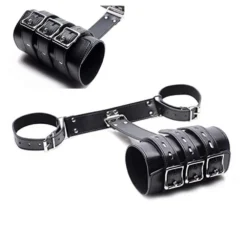 Armbinder de couro com braçadeiras e manga de três fivelas