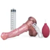 Consolo cavalo rosa com ejaculação, seringa e pera