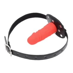 Mordaça pênis com dildo vermelho de 10 cm