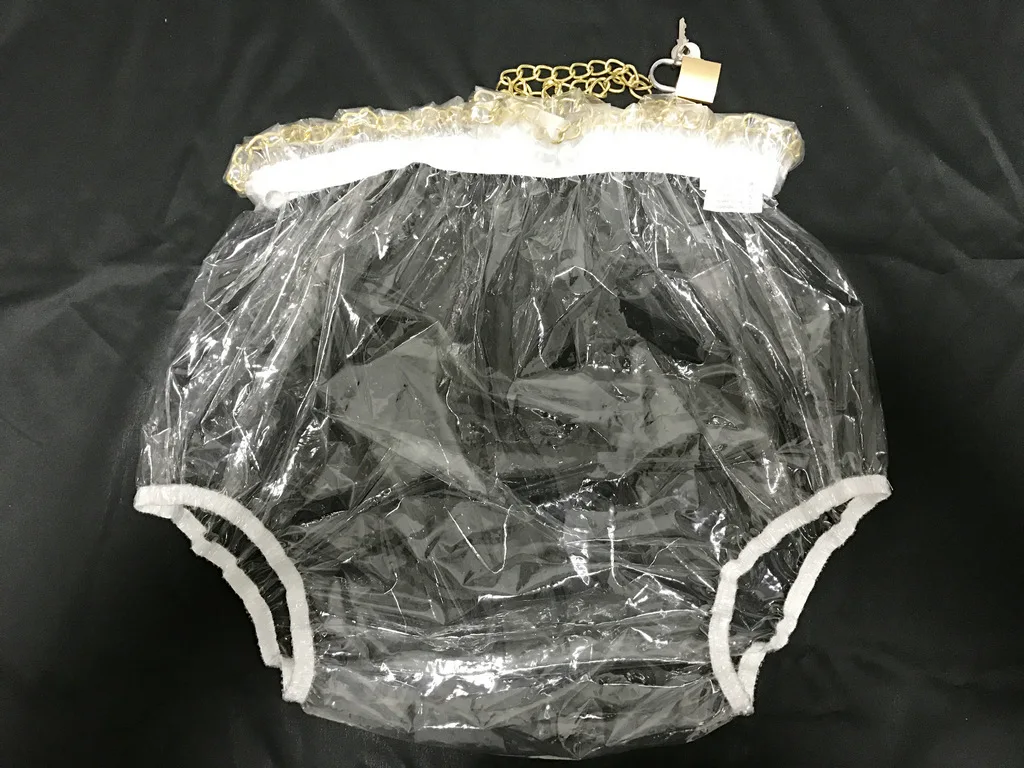 Haian pull-on bloqueio plástico calças cor vidro claro P016-9