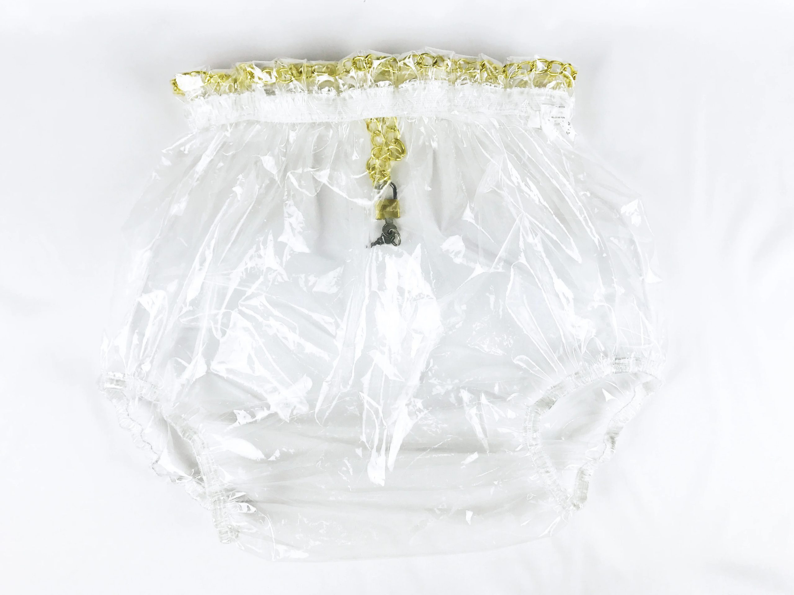 Haian pull-on bloqueio plástico calças cor vidro claro P016-9