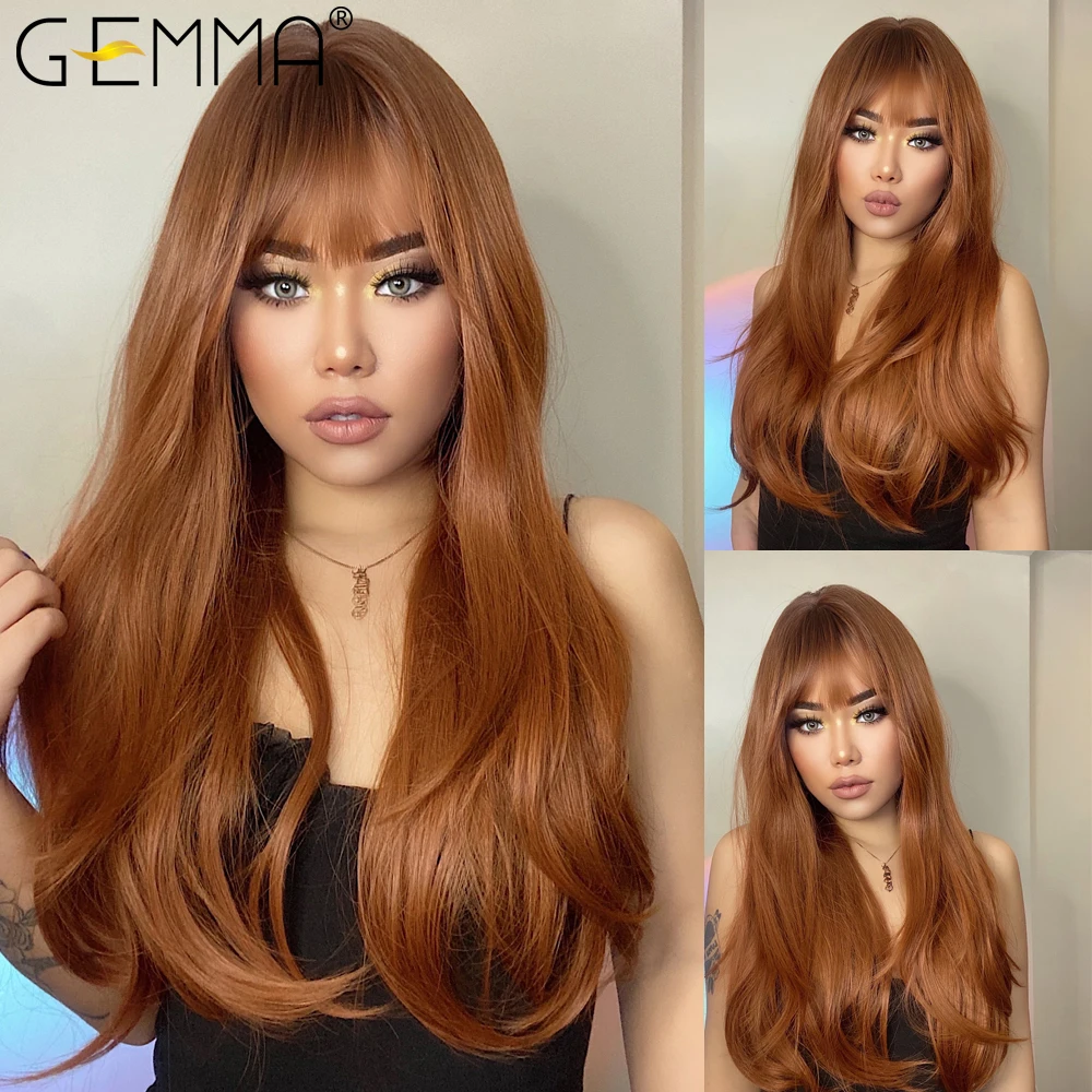 Synthetic Wigs with Bangs Cosplay Wig for Women High Temperature Natural Fake Hair