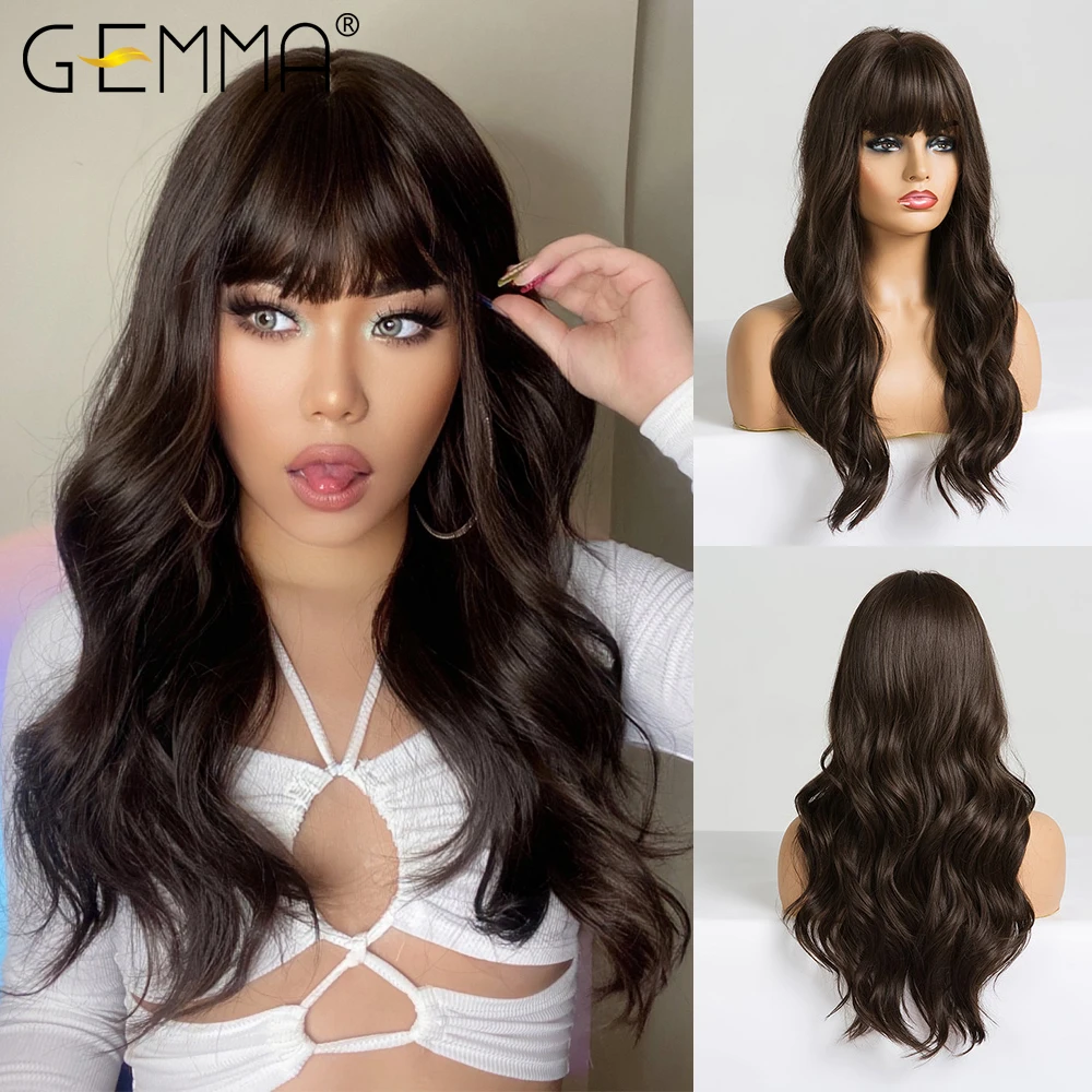 Synthetic Wigs with Bangs Cosplay Wig for Women High Temperature Natural Fake Hair