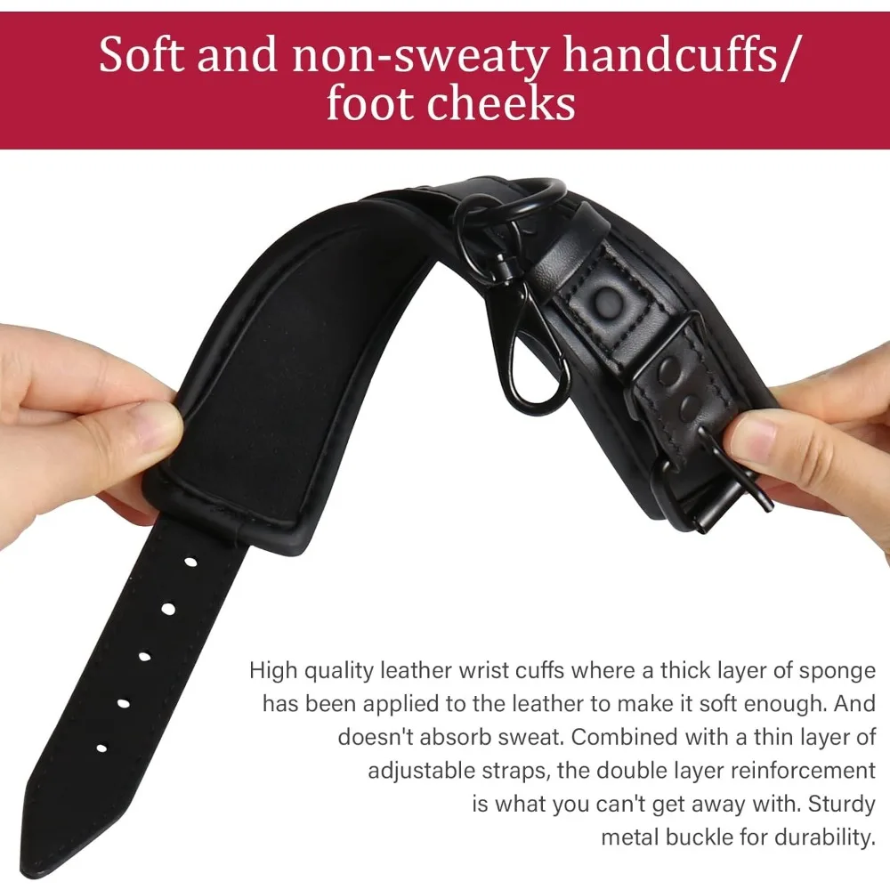 SM Bondage Restraints Fetish Kit Leather Handcuffs Sex Play with Blindfold Silk Eye Cover Role Play Set for Couples Adults Wife SM Bondage Restraints Fetish Kit Leather Handcuffs Sex Play with Blindfold Silk Eye Cover Role Play Set for Couples Adults Wife