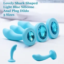 Plug anal Lovely Shark azul claro em forma de tubarão com base de cristal