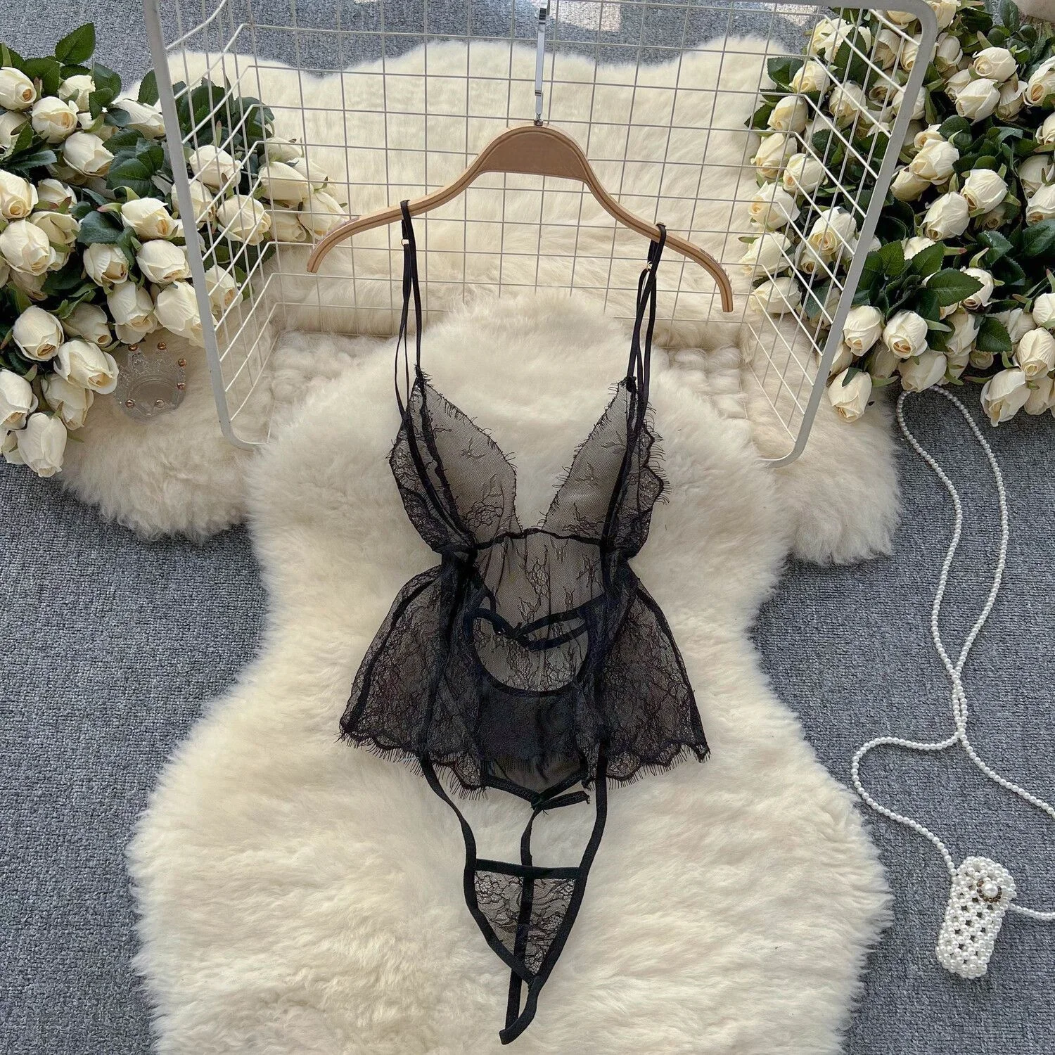 Bunny Girl Solid Color Slim Sexy Bodysuit Strapless Erotic Lingerie Cosplay Uniform Pajamas Pad Women Nightwear Jumper Playsuit