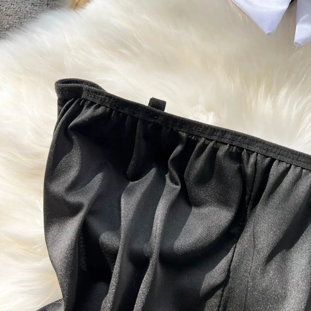 Bunny Girl Solid Color Slim Sexy Bodysuit Strapless Erotic Lingerie Cosplay Uniform Pajamas Pad Women Nightwear Jumper Playsuit