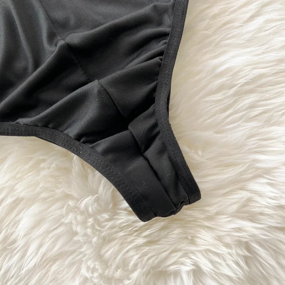 Bunny Girl Solid Color Slim Sexy Bodysuit Strapless Erotic Lingerie Cosplay Uniform Pajamas Pad Women Nightwear Jumper Playsuit