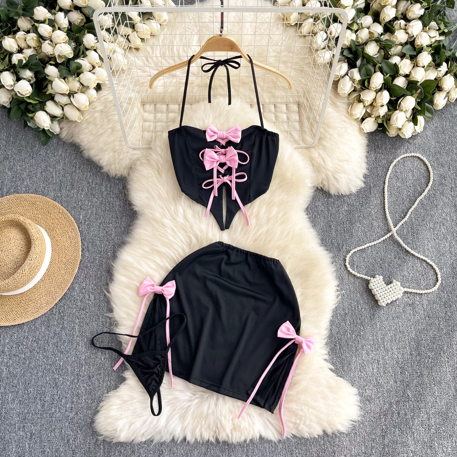 Bunny Girl Solid Color Slim Sexy Bodysuit Strapless Erotic Lingerie Cosplay Uniform Pajamas Pad Women Nightwear Jumper Playsuit