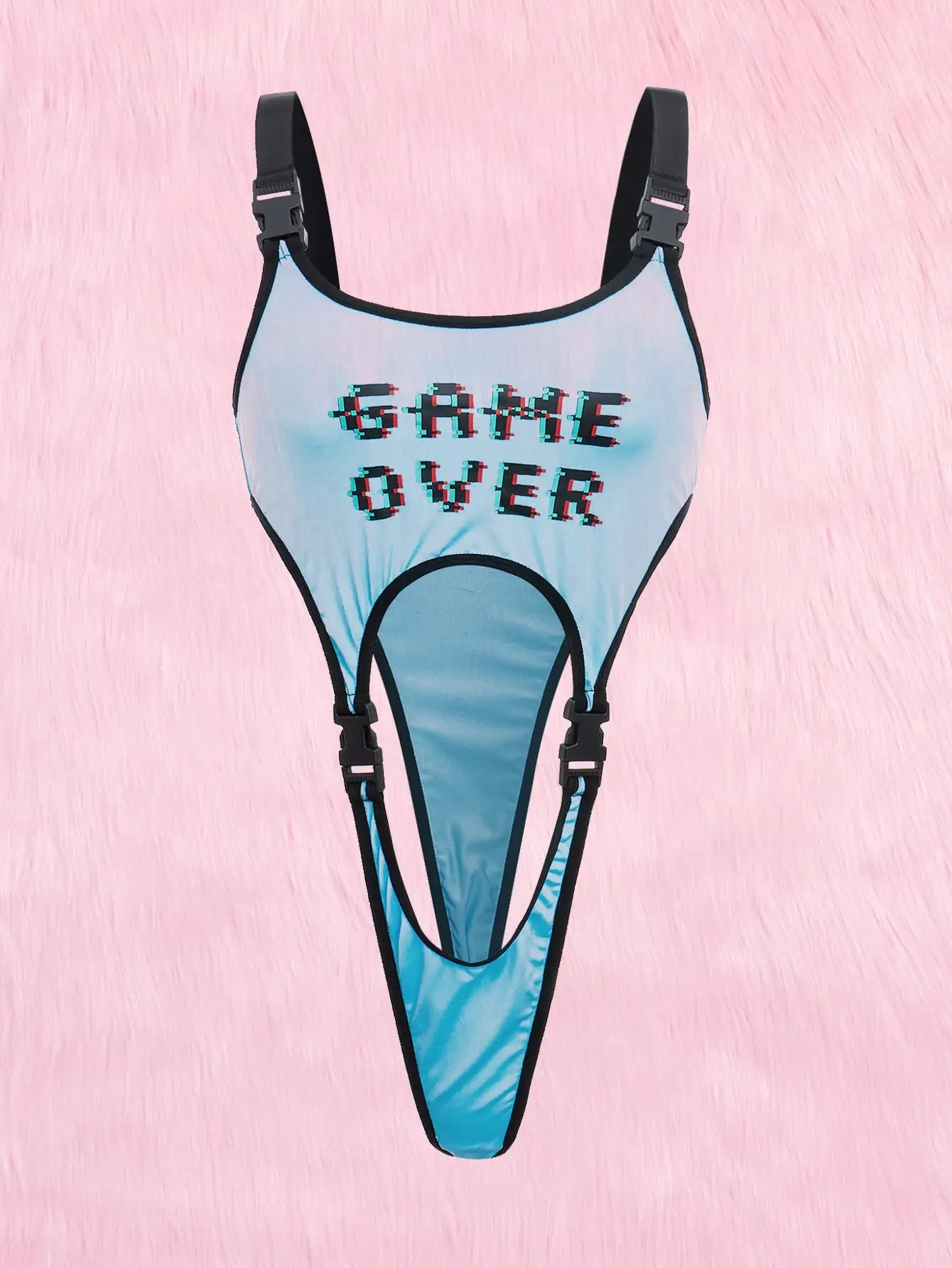 Anime Slogan Graphic Buckle Decor Teddy Bodysuit Lingerie Women's Sexy One-Piece Teddy Lingerie