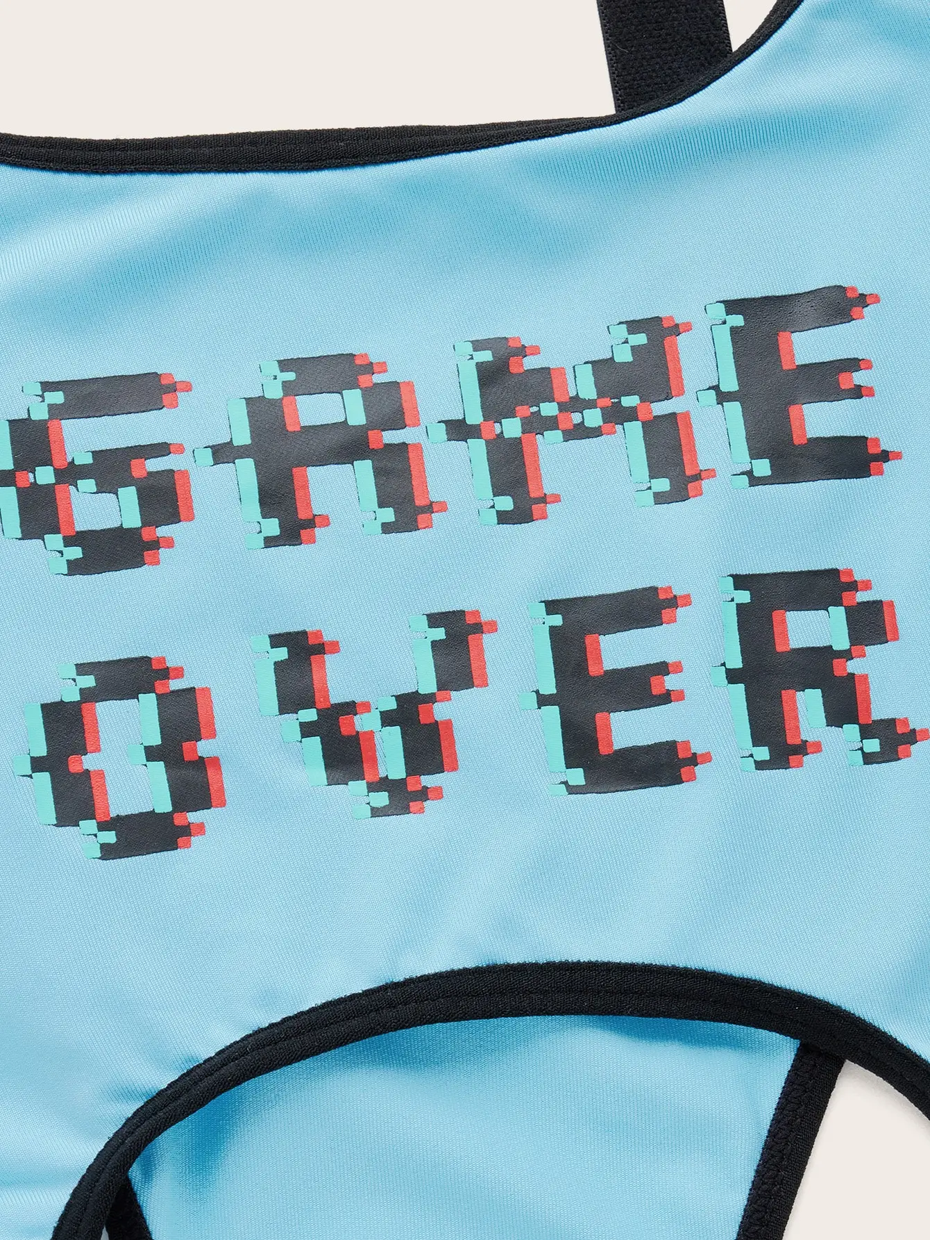 Anime Slogan Graphic Buckle Decor Teddy Bodysuit Lingerie Women's Sexy One-Piece Teddy Lingerie