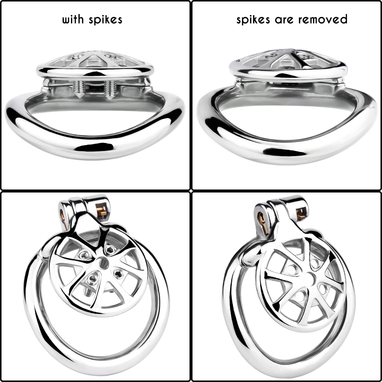 FRRK Flat Curve Chastity Cage with CBT Spikes New Small Cock Lock Extreme Bondage Testicular Torture Device BDSM Sex Shop