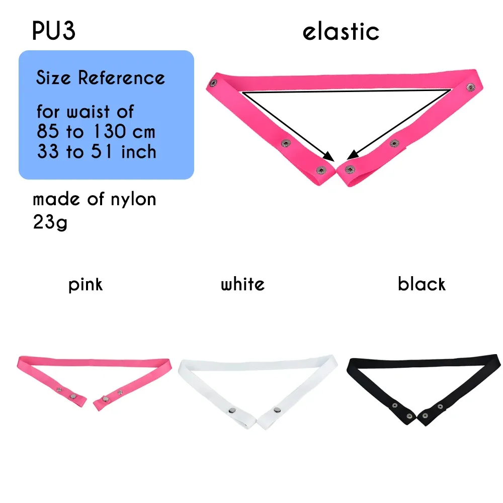Cinta PU3 de nylon de 23 g para cintura de 85 a 130 cm, nas cores rosa, branca e preta
