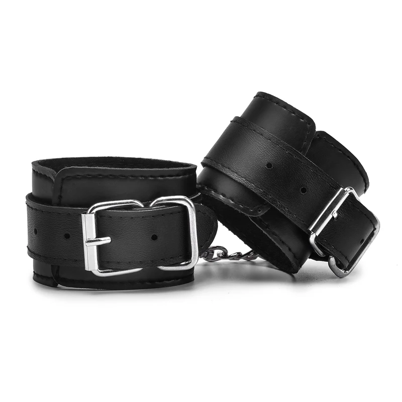Black Adjustable Leather Handcuffs For Sex Toys For Woman Couples Esposas Bdsm Bondage Handcuffs Exotic Accessories Adult Games