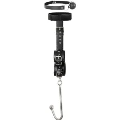 Kit bondage com ball gag, coleira, algemas e gancho anal de aço