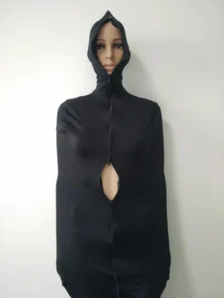 Mummy suit de spandex com capuz vestido no manequim