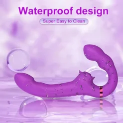 Vibrador duplo strapless roxo à prova d'água