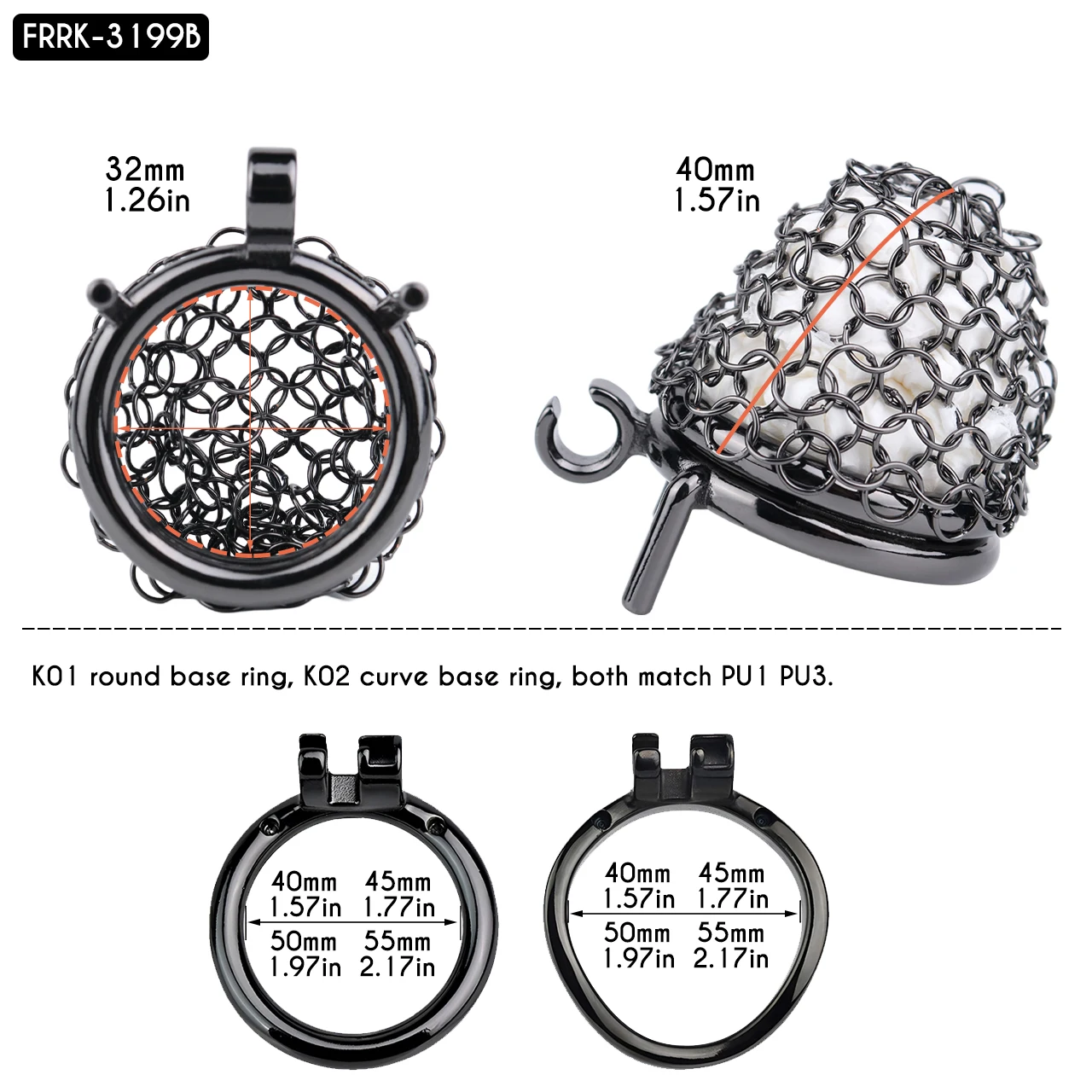 FRRK 1.5in Men's Chastity Cage Penis Bondage Chastity Device Anti Dislodgement Lightweight Penis Ring Adult Erotic Toys 18+