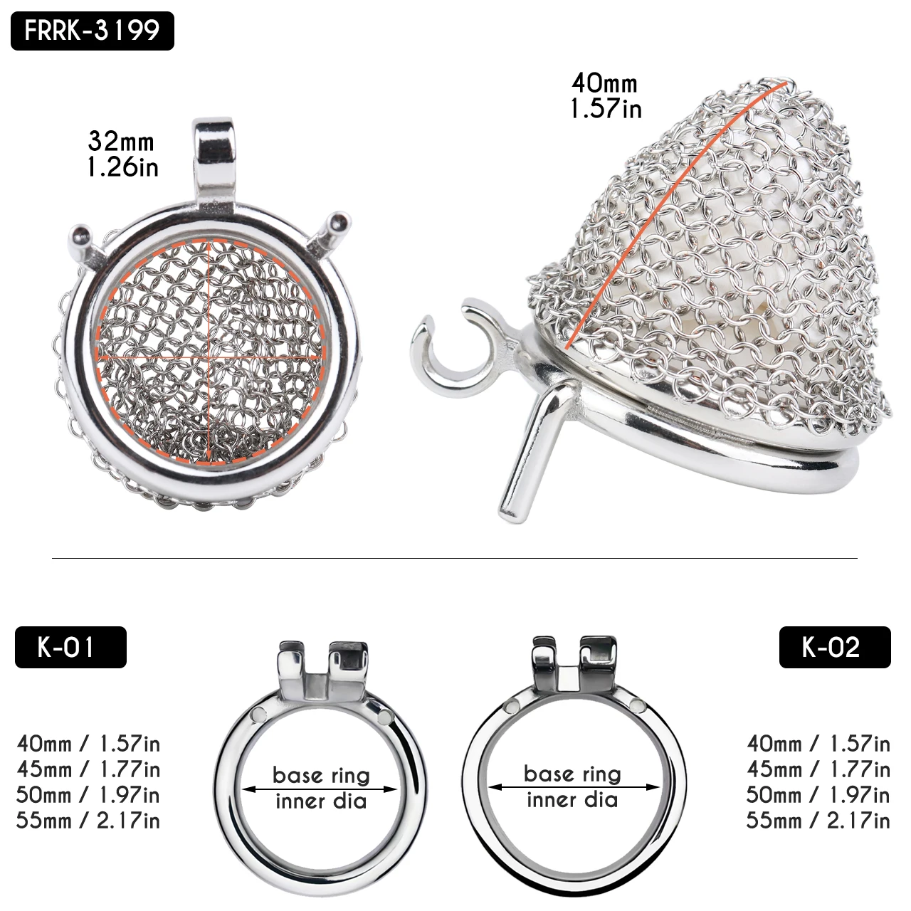 FRRK 1.5in Men's Chastity Cage Penis Bondage Chastity Device Anti Dislodgement Lightweight Penis Ring Adult Erotic Toys 18+