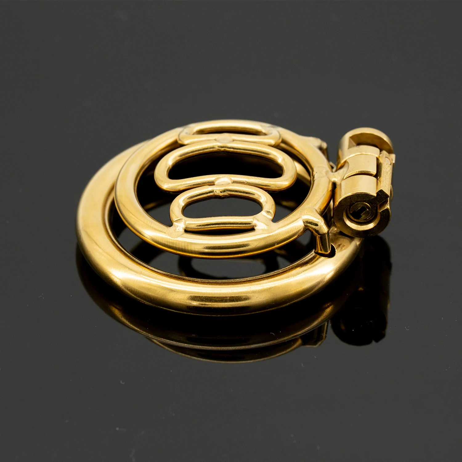 Gold Color Cock Cage Chastity Lock Chastity Cages for Men with 3 size ring