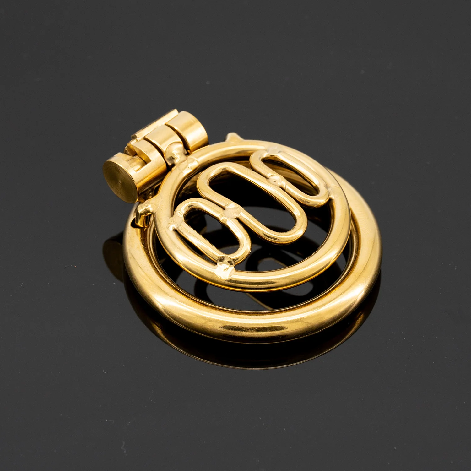 Gold Color Cock Cage Chastity Lock Chastity Cages for Men with 3 size ring