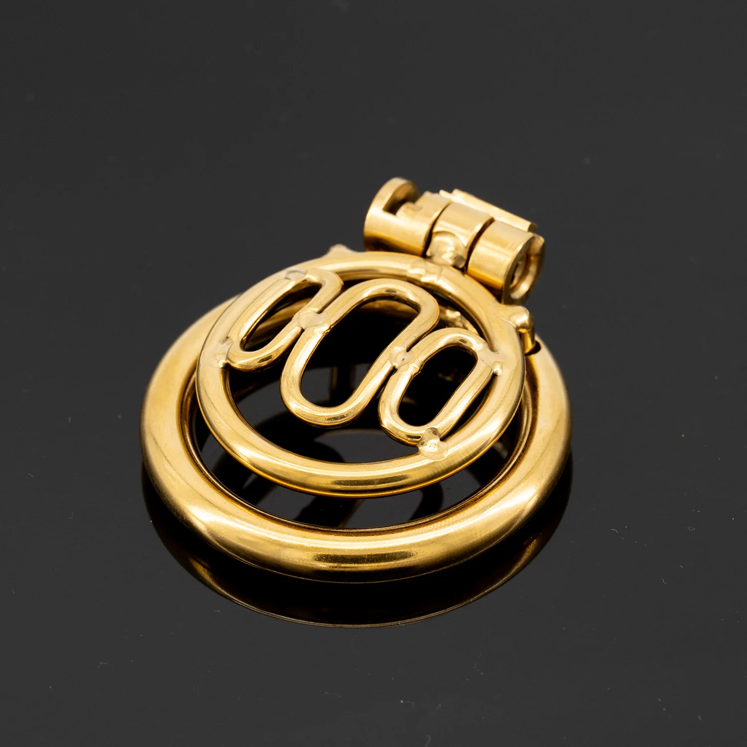 Gold Color Cock Cage Chastity Lock Chastity Cages for Men with 3 size ring