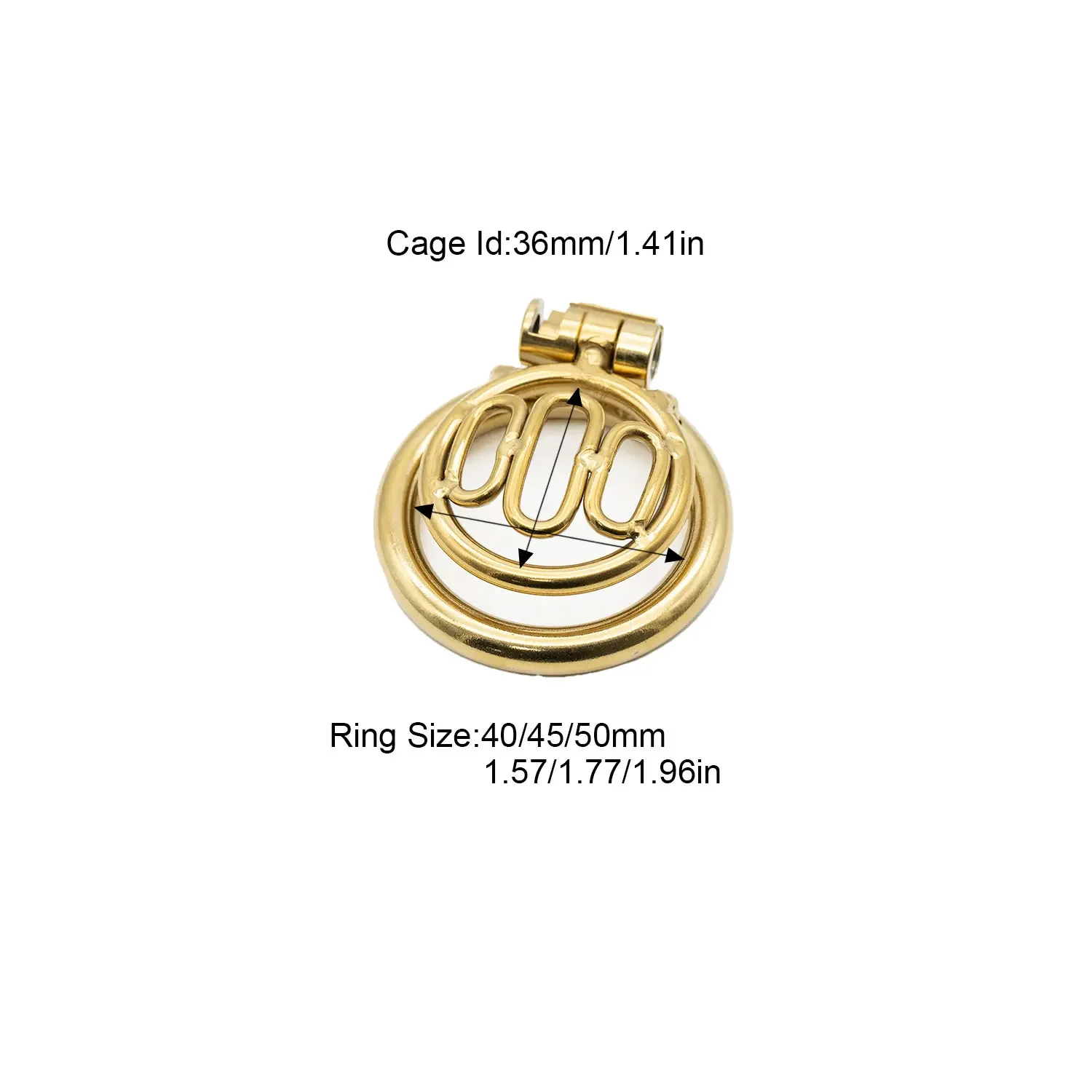 Gold Color Cock Cage Chastity Lock Chastity Cages for Men with 3 size ring