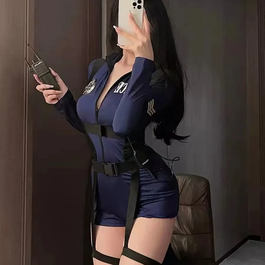 Tempting Blue Police Uniforms Game Uniforms Role-playing Clothes New Lingerie European and American Police Uniforms