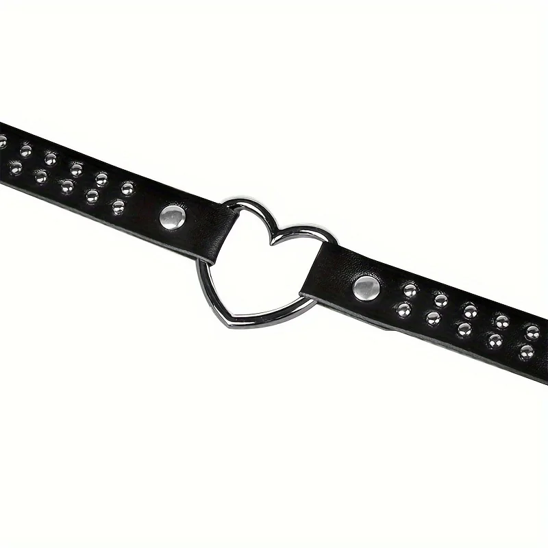 Y2K Punk Gothic Heart Stud PU Leather Choker Necklace for Women - Sexy No Plating Daily Wear Jewelry