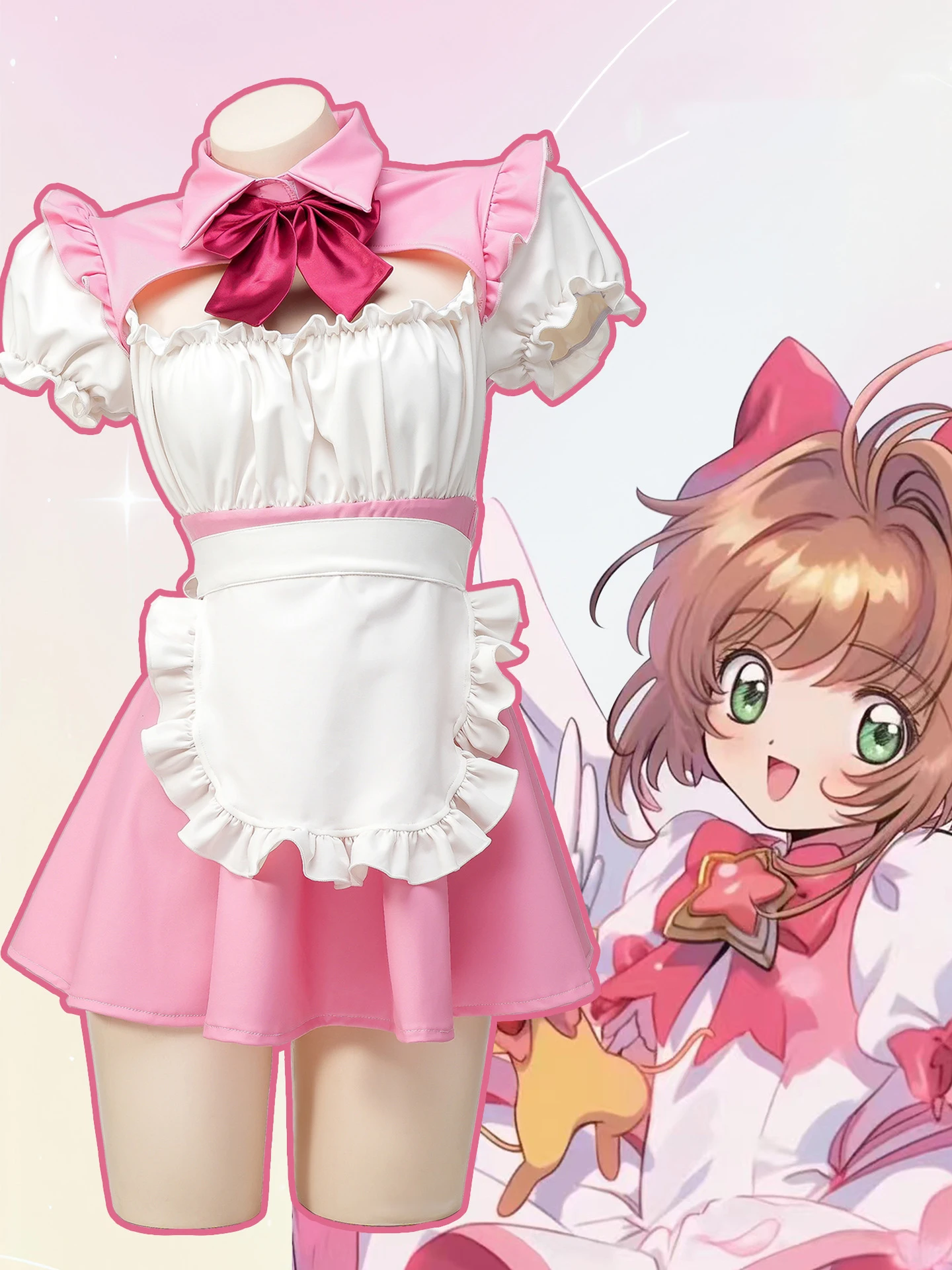 Lolita Anime Cosplay Costumes High Quality Pink Maid Outfit Apron Dress Female Anchor Sexy Lingerie Servant Uniform Set