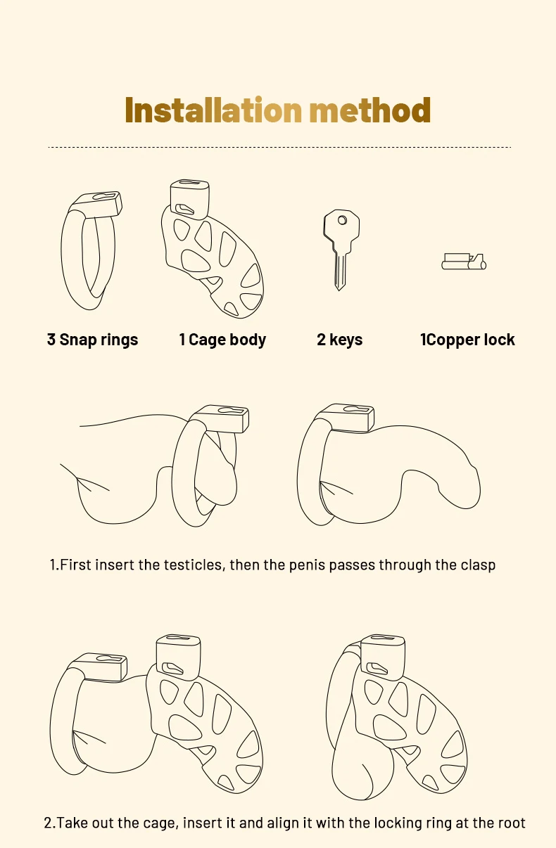 Cinto de Castidade Gaiola Dourada Luxury Gold Chastity Cage