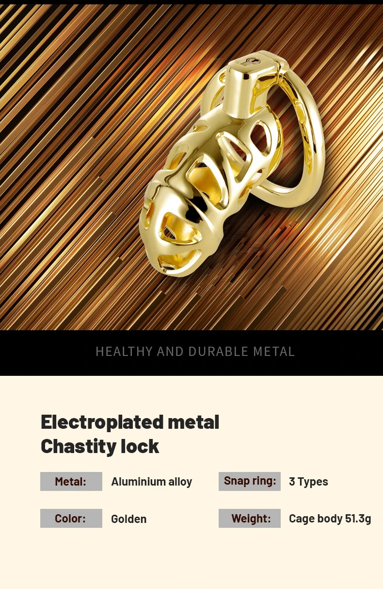 Cinto de Castidade Gaiola Dourada Luxury Gold Chastity Cage