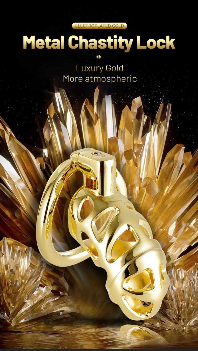 Cinto de Castidade Gaiola Dourada Luxury Gold Chastity Cage