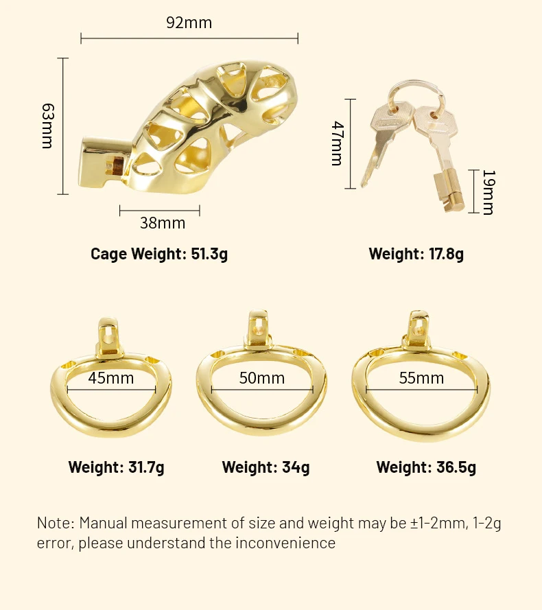 Cinto de Castidade Gaiola Dourada Luxury Gold Chastity Cage