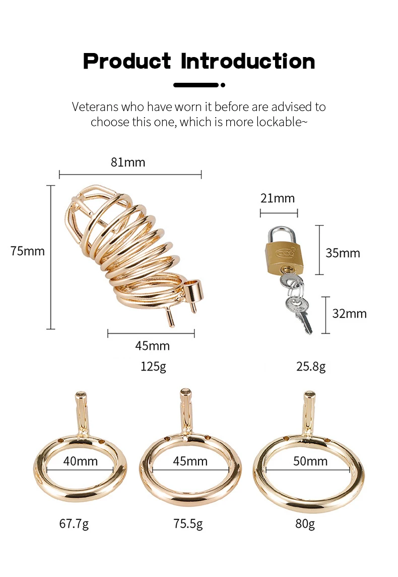 Metal Gold Man Chastity Cage Stainless Steel Penis Restriction Anti-Cheating Urethra Lock Abstainer Adult SM Props Sextoy