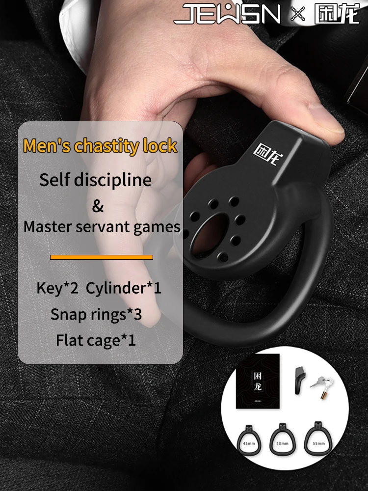 Jeusn Male Chastity Cage Sex Toys Sissy Femboy Super Mini flat Chastity Cock Cage Penis Rings Male With 3 Size Men'S Adult Goods