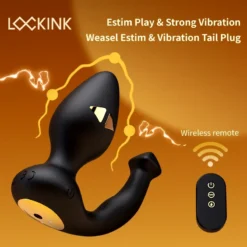 Plug anal vibratório Lockink com braço de períneo e controle remoto sem fio