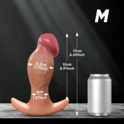 Medidas do plug anal gigante realista tamanho M: 17 cm de altura e 5,5 cm de largura