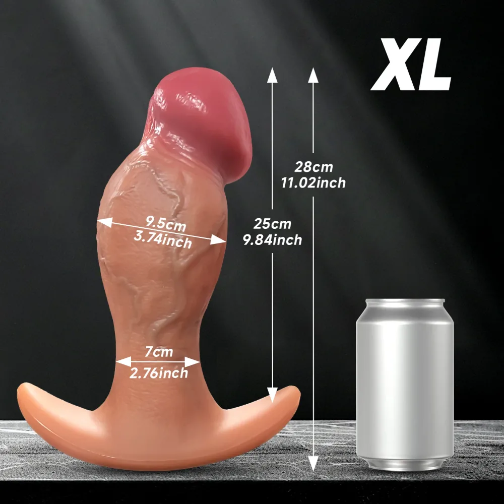 Medidas do plug anal gigante realista tamanho XL: 28 cm de altura e 9,5 cm de largura