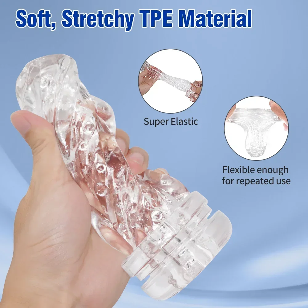 Masculino masturbador copo macio bichano sexo brinquedos transparente vagina adulto resistência exercício produtos do sexo vácuo pocket cup para homem